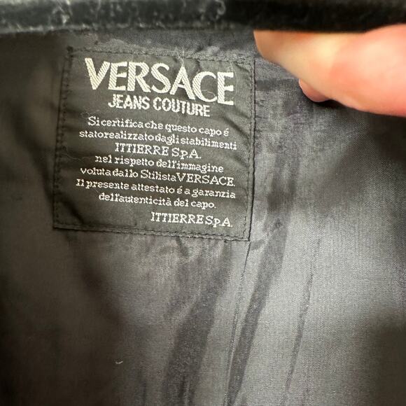 Versace Jean Medusa Black Silver Embroidered Logo Long Sleeve Zip Bomber Jacket - Picture 12 of 14